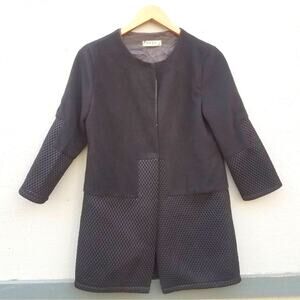 Yan Yan | Black Button Up Jacket w/ Mesh Details